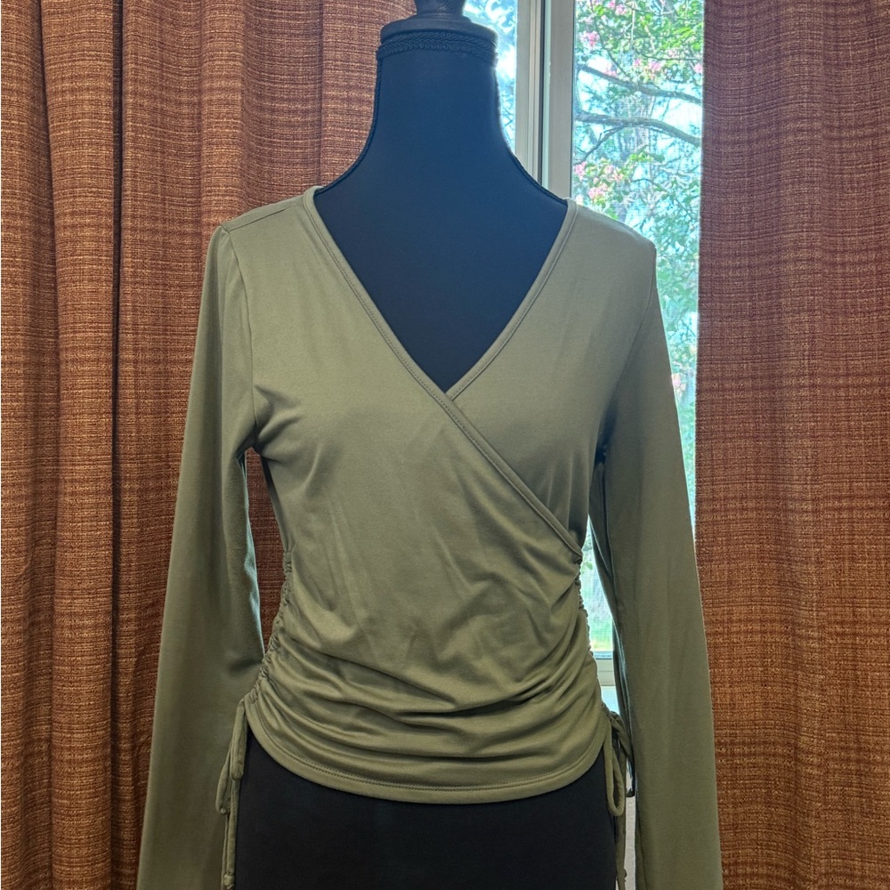 Ambiance Sage Green Wrap Blouse